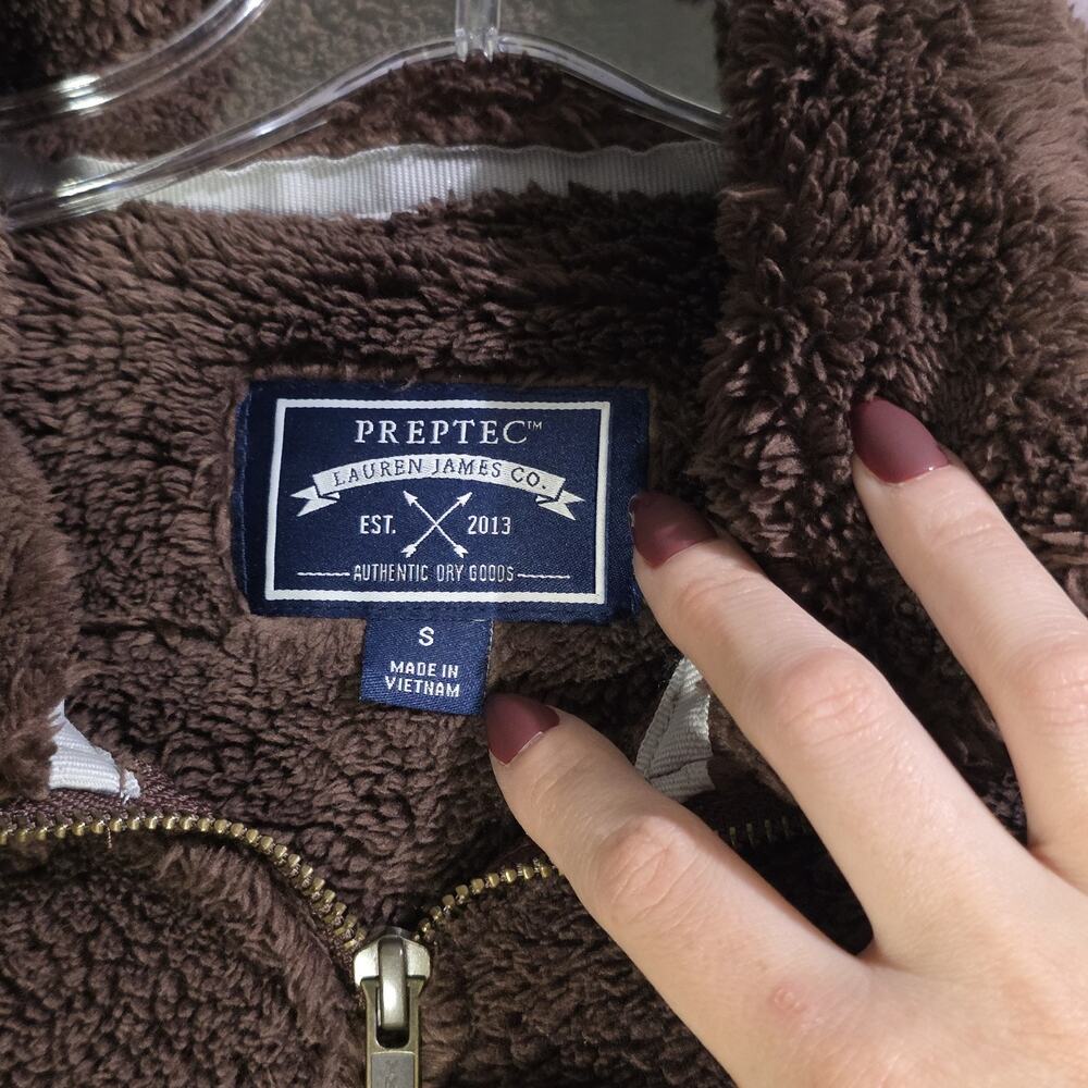 Lauren James Co Fleece Womens Quarter Zip Sherpa Pullover Brown S Preppy cozy - Picture 8 of 11